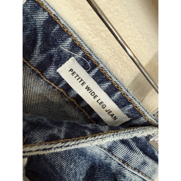 Cotton: On Petite Wide Leg Acid Wash Jeans Size 6 Med Wash Denim Crop 80's EUC - Picture 4 of 11
